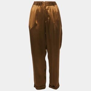 Vintage Ralph Lauren Blue Label Copper Brown Silk Blend Serena Trousers Size 8